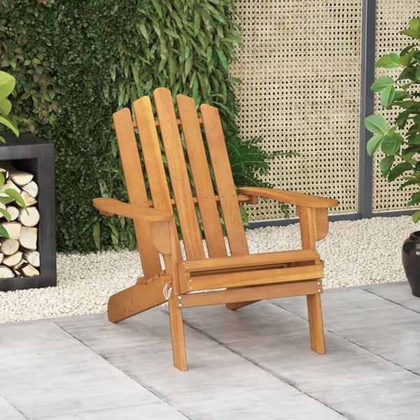 Solid Acacia Wood Adirondack Chair Outdoor Patio Furniture Foldable Lounge Chair for Garden Beach Poolside Relaxation - Photo 1