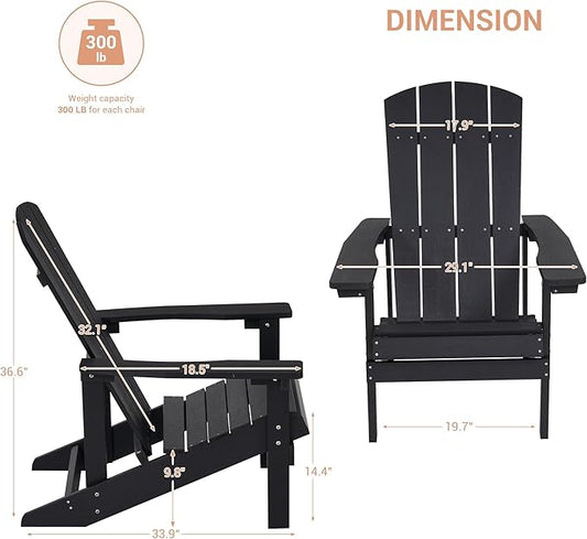 Adirondack Chairs, Plastic Adirondack Chairs Set of 4, All-Weather Resistant, Widely Used in Outdoor, Fire Pit, Deck, Outside, Garden