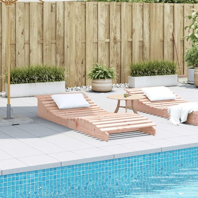 Douglas Fir Sun Lounger Outdoor, 31.5"x80.7" Foldable Chaise Lounge for Pool Patio Garden - Photo 3