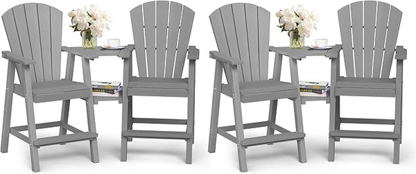 Ciokea Tall Adirondack Chairs Set of 4, HDPE Outdoor High Back Adirondack Chair with Double Connecting Tray - Photo 1