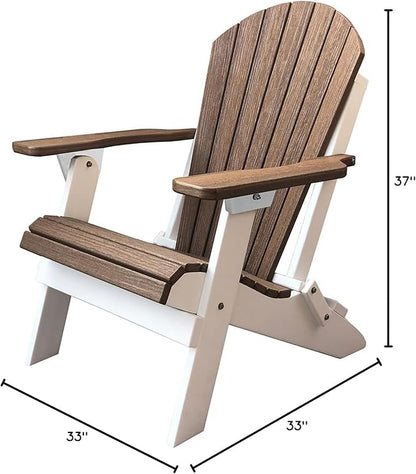 DuraWeather Poly® Classic King Size Folding Adirondack Chair (Antique Mahogany on White)