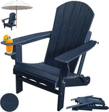 Folding Adirondack Chairs, HDPE Plastic Adirondack Chair with Cup Holder Weather Resistant - Photo 1