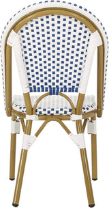 Christopher Knight Home Philomena Outdoor French Bistro Chair (Set of 2), Blue + White + Bamboo Print Finish - Photo 10