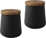SUNBURY Outdoor Side Table, 13" W Black Outdoor End Tables Set of 2, Patio Accent Side Table - Photo 1