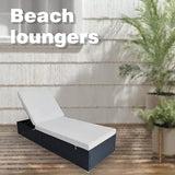 3 Piece Lounge Chair Outdoor, PE Wicker Rattan Chaise Lounge Chair with 5 Position Adjustable Backrest - Photo 3