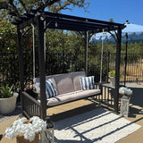 PURPLE LEAF 3-Seat Porch Swing with 12 Clear LED Lights Outdoor Metal Pergola Swing Hanging Cloud Swing Chair for - Photo 2