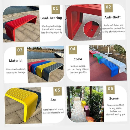 2-Person Garden Bench, Suit for Garden, Porch and Park, Outdoor Garden Benches, 2-Person Park Bench, Metal Park Bench for Outside(Gray,59.1x15.7x17.7in(LxWxH))