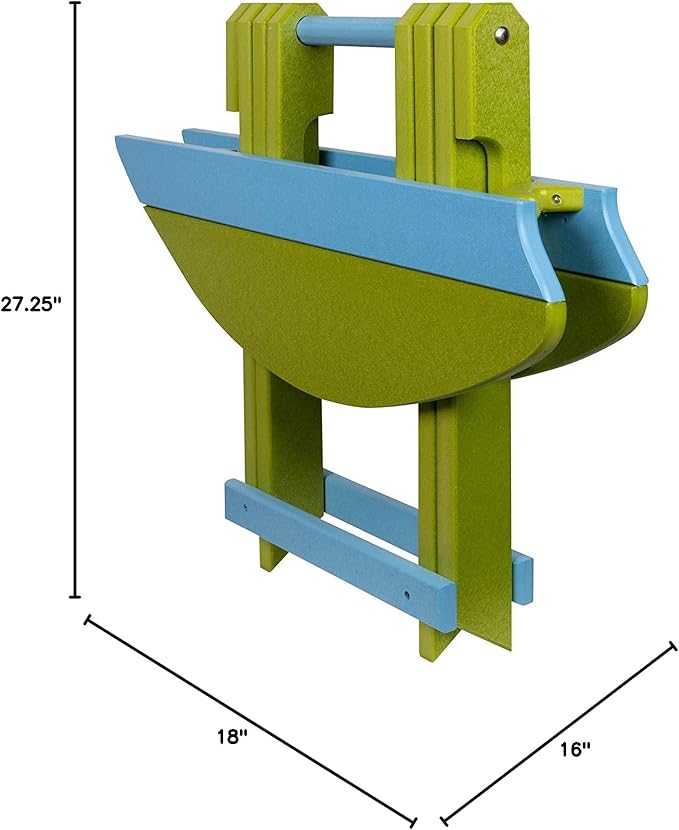 Amish-Made Surfboard Shaped Lime Green Poly Folding Side Table