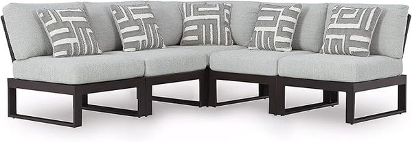 Signature Design by Ashley Beachloft Symmetrical Casual 5-Piece Outdoor Sectional with Cushion and 5 Throw Pillows - Photo 1