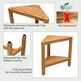 Asta Aris Solid Teak Indoor Outdoor Shower/Bath/Spa Corner Stool with Shelf, Fully Assembled, TB-011A - Photo 5