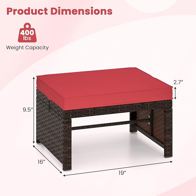 Tangkula 2 Pieces Patio PE Rattan Ottomans - Photo 3