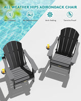 SERWALL Folding Adirondack Chair with Cup Holder Set of 2, All Weather Adirondack Chairs - Photo 8