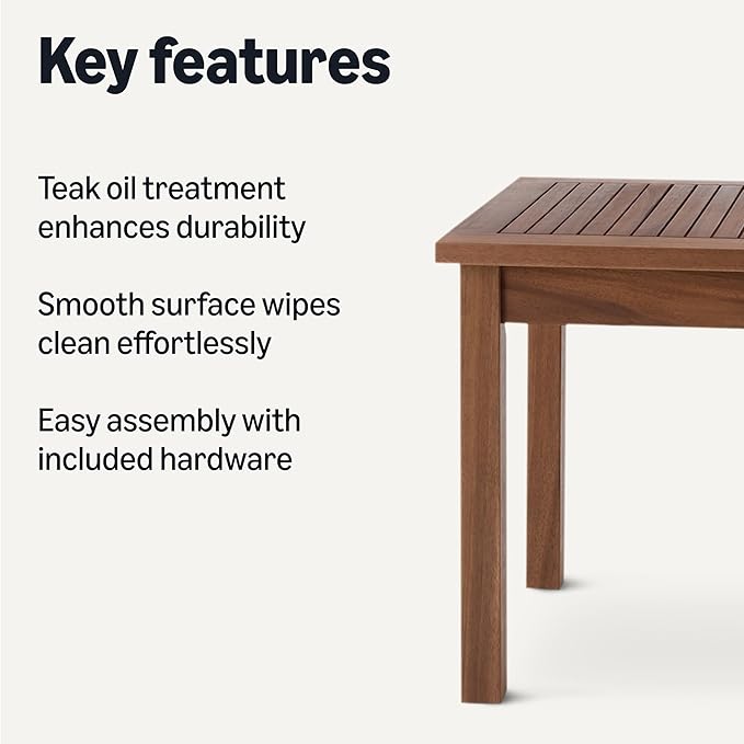 Amazon Basics - Patio Coffee Table, Wood, 35"