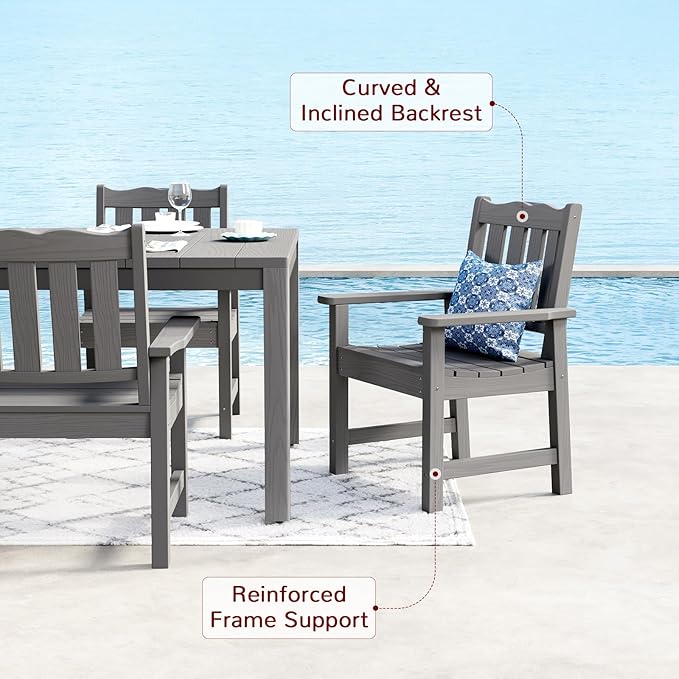 Stoog All-Weather Patio Dining Sets, 5 Pieces Outdoor HIPS Dining Table with Aluminum Frame - Photo 6