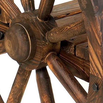 Zingz & Thingz Rustic American Old West Outdoor Home & Garden Wooden Wagon Wheel Bench, 42.25x21x31, Brown