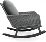 Outdoor Wooden Rocking Chair, Patio Rocking Chair with Soft Cushions & Wood Leg - Photo 7