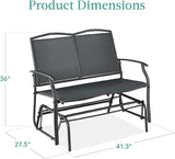 Best Choice Products 2-Person Outdoor Patio Swing Glider Steel Bench Loveseat Rocker for Deck, Porch w/Textilene Fabric - Photo 3