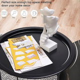 Garden 4 you End Table 2 PCS Metal Side Table Black Round Folding Tray Cyan Sofa Small Accent Fold-able Table - Photo 5