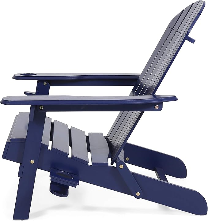 Christopher Knight Home Edmund Outdoor Acacia Wood Folding Adirondack Chair, Navy Blue