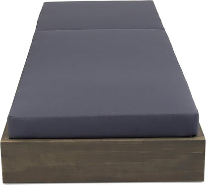 Abraham Outdoor Acacia Wood Chaise Lounge with Cushion (Set of 2), Gray and Dark Gray