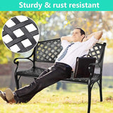 Outdoor Patio Garden Bench All-Weather Cast Aluminum Loveseats Park Yard Furniture Porch Chair Work Entryway Decor - Photo 5