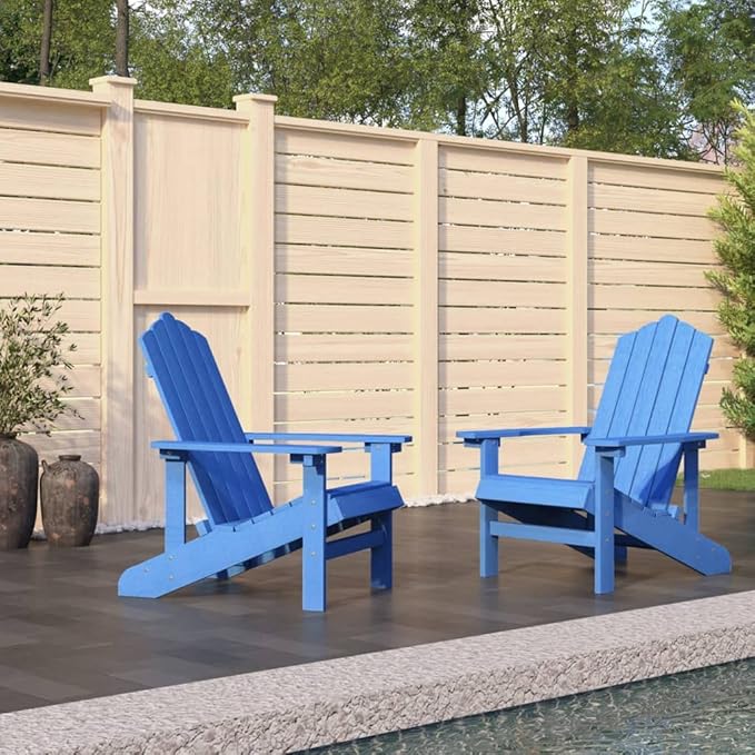 Aqua Blue HDPE Adirondack Chair Set - Photo 1