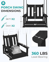 SERWALL HDPE Single Porch Swing Set of 2, Heavy Duty Single Person Swing Chair with 2 Polypropylene Hanging Ropes - Photo 2