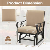 Tangkula Outdoor Patio Glider, Metal Framed Gliding Chair with Cushion - Photo 3