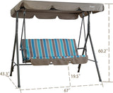 Kozyard Alicia 3-Seat Patio Swing, Outdoor Canopy Swing with Steel Frame - Photo 4