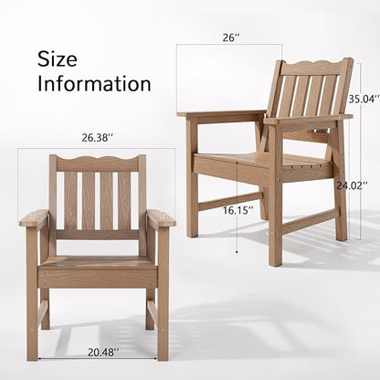 Stoog All-Weather Garden Bench & Chairs Set, 3-Piece Patio Furniture Set, Include 2 Outdoor Chairs and 1 Outdoor Bench, Teak