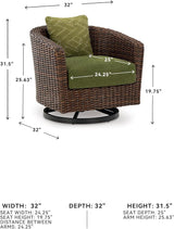 Signature Design by Ashley Horizon Hall Casual Outdoor Weather Resistant Swivel Lounge Chair with Removable Cushion - Photo 7