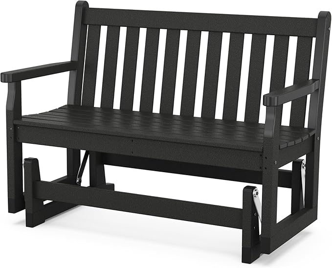 POLYWOOD TGG48BL Traditional Garden 48-Inch Glider, Black - Photo 1