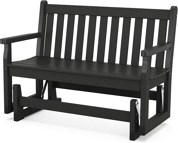 POLYWOOD TGG48BL Traditional Garden 48-Inch Glider, Black - Photo 1