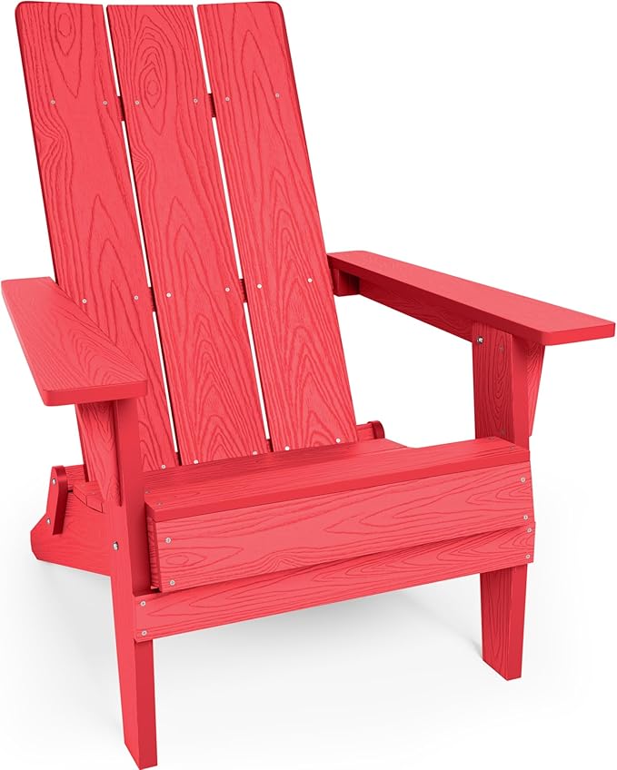 YEFU Adirondack Chairs Oversize Folding :400lb Weight Capacity - Plastic Adirondack Chairs - High Back Modern Like Wooden - All-Weather Use for Outdoor/Patio/Fire Pit/Garden/Camping - (Red)