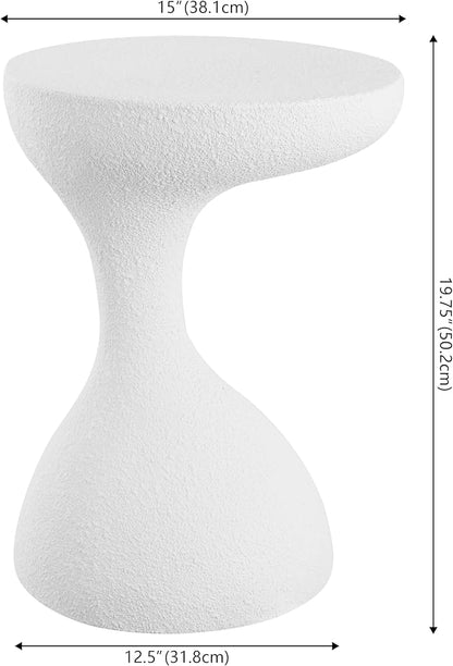 JONATHAN Y TBL1110C Boracay 19.75" Modern Minimalist Indoor/Outdoor Resin Drink Table, Pedestal, Contemporary, Mid-Century, Art Deco, Bohemian, Patio, Garden Room, Bathroom, Living Room, Frosted White