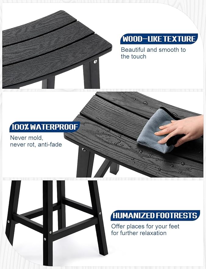3 Piece Outdoor Bar Set, 42" Rectangular Pub Height High Top Bar Table & 2 Outdoor Bar Stools for Patio, Garden - Photo 8