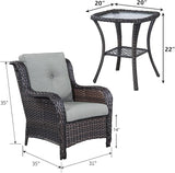 Rilyson Patio Bistro Set Wicker Chairs - 3 Piece Outdoor Rattan Conversation Set with 2 Armrest Chair and 1 Side Table - Photo 3