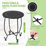Thyle 2 Pcs Outdoor Side Table with Flower Cutout 13" Metal Small Round Weather Resistant Patio Side Tables for Outside - Photo 3