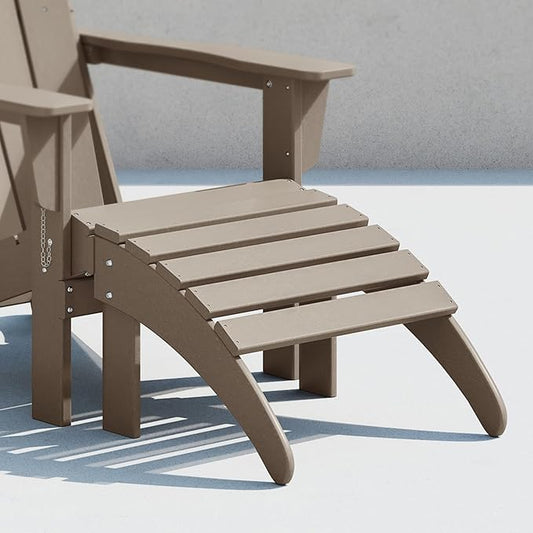 Costaelm Adirondack Chair Footrest Foldable Ottoman, Folding Ottoman Outdoor Foot Rest for Patio Waterproof, Adirondack Ottoman Outdoor, Weathered Wood