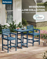 5-Piece Bar Height Outdoor Table and Chairs Set, HDPE Wood Grain Patio Bar Table and Chairs with Heart Cutout Design - Photo 6