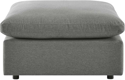 Modway Commix Outdoor Patio Overstuffed Sectional Sofa Ottoman in Charcoal