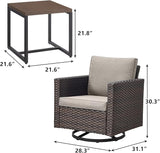 Rilyson Outdoor Patio Swivel Rocker Chairs - 3 Piece Wicker Patio Furniture Bistro Swivel Rocking Chairs Set with - Photo 2