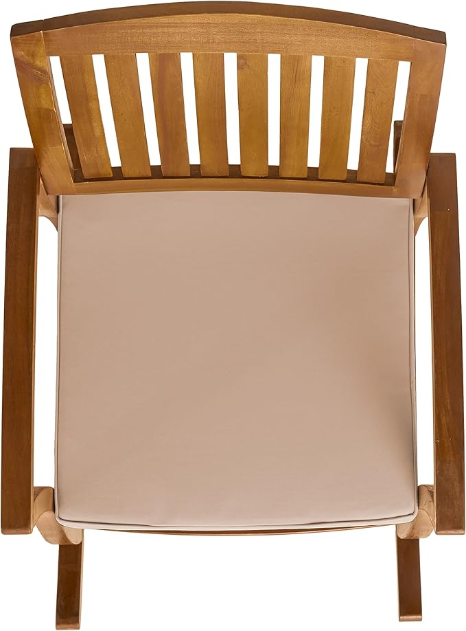 Acacia Wood Patio Outdoor Rocking Chair with Cushions for Garden, Lawn, Backyard, Pool - Photo 7
