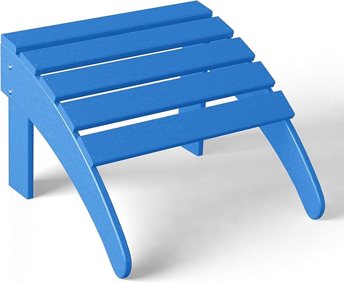 Costaelm Adirondack Chair Footrest Foldable Ottoman, Folding Ottoman Outdoor Foot Rest for Patio Waterproof, Adirondack Ottoman Outdoor, Pacific Blue