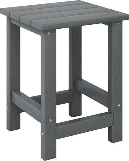 Costaelm Kids Outdoor Side Table, Small Patio HDPE Adirondack Square Table, Porch End Table for Outside Pool Garden, Gray