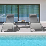 Outdoor Chaise Lounge Set of 3, Aluminum Patio Outdoor Lounge Chair for Beach Pool Sunbathing - Photo 9