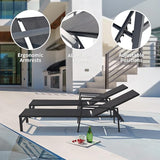 Aluminum Chaise Lounge Chairs Set of 2, 5 Adjustable Outdoor Lounge Chaise Chairs, Patio Chaise Lounge with Armrests - Photo 5