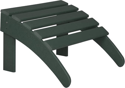 WO Home Furniture Adirondack Chair Outdoor Ottoman Set of 2 PCS Classic Patio Furniture (Dark Green)