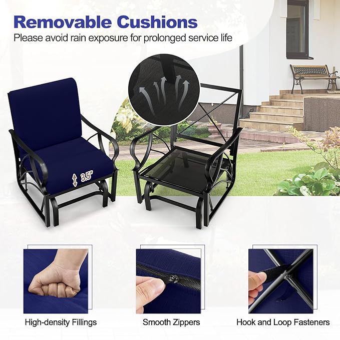 Tangkula Outdoor Patio Glider, Metal Framed Gliding Chair with Cushion - Photo 6