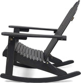 Christopher Knight Home Cara Outdoor Adirondack Acacia Wood Rocking Chair, Dark Gray Finish - Photo 4